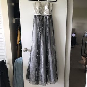 Silver and Black Floor Length Dress
